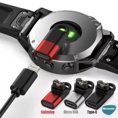 Microsonic Garmin Forerunner 55 Taşınabilir Şarj Dönüştürücü Adaptörü Lightning