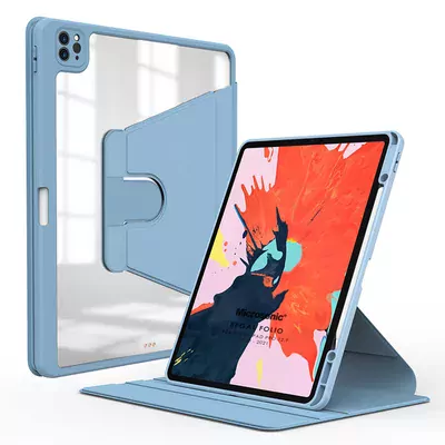 Microsonic Apple iPad Pro 12.9`` 2022 6. Nesil Kılıf (A2436-A2764-A2437-A2766) Regal Folio Mavi