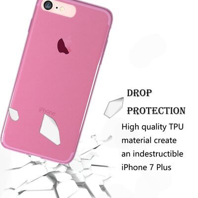 CaseUp Apple iPhone 7 Plus Kılıf Transparent Soft Pembe