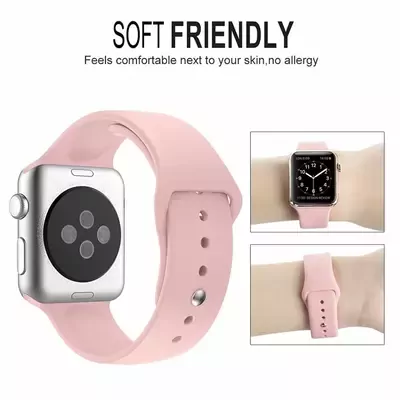 Microsonic Apple Watch 42mm Silikon Kordon Pembe