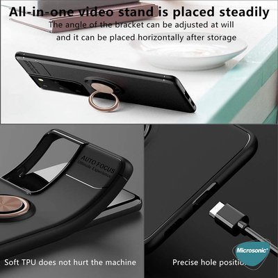 Microsonic Samsung Galaxy S21 Ultra Kılıf Kickstand Ring Holder Lacivert