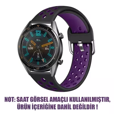 Microsonic Huawei Watch GT3 46mm Rainbow Sport Band Kordon Siyah Mor