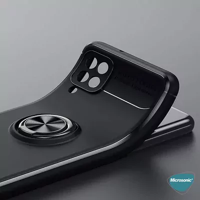 Microsonic Samsung Galaxy M12 Kılıf Kickstand Ring Holder Kırmızı