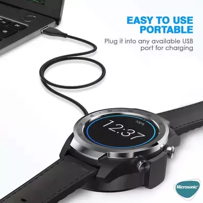 Microsonic Ticwatch Pro Manyetik USB Şarj Kablosu Siyah