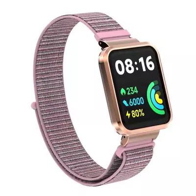 Microsonic Xiaomi Redmi Watch 2 Lite Hasırlı Kordon Woven Sport Loop Rose Gold