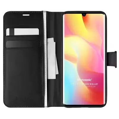 Microsonic Xiaomi Mi Note 10 Lite Kılıf Delux Leather Wallet Siyah