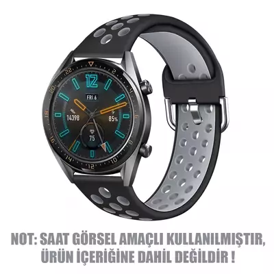 Microsonic Huawei Watch GT3 46mm Rainbow Sport Band Kordon Siyah Koyu Gri