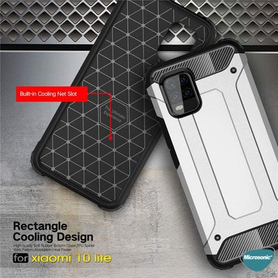 Microsonic Xiaomi Mi 10 Lite Zoom Kılıf Rugged Armor Siyah