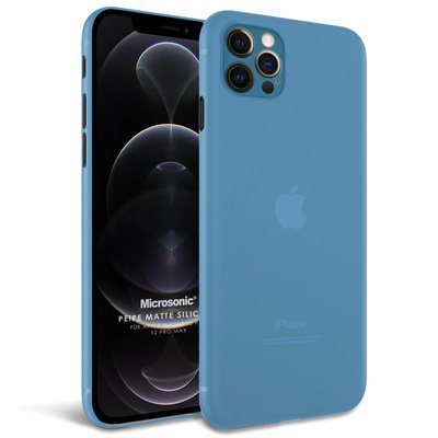 Microsonic Apple iPhone 12 Pro Max Kılıf Peipe Matte Silicone Mavi