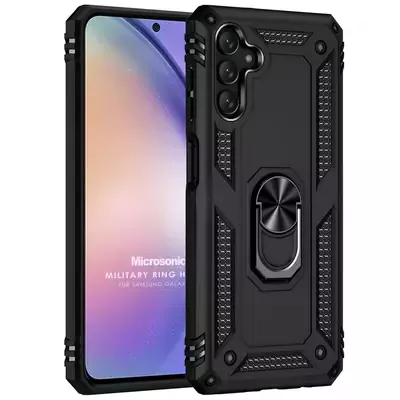 Microsonic Samsung Galaxy A24 Kılıf Military Ring Holder Siyah