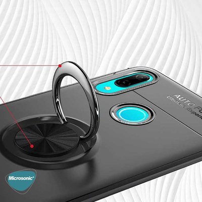 Microsonic Huawei Y6 2019 Kılıf Kickstand Ring Holder Lacivert