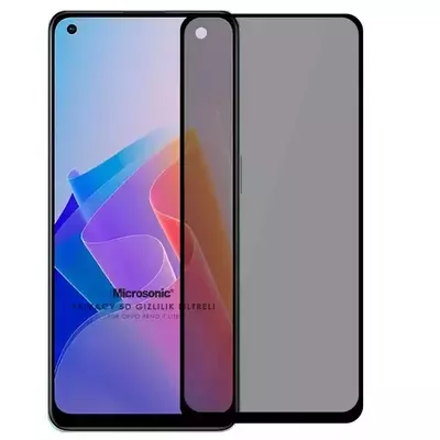 Microsonic Oppo Reno 7 Lite Privacy 5D Gizlilik Filtreli Cam Ekran Koruyucu Siyah