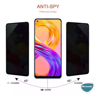 Microsonic Oppo Reno 7 Lite Privacy 5D Gizlilik Filtreli Cam Ekran Koruyucu Siyah