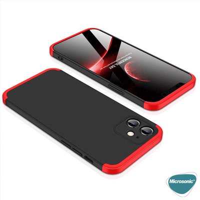 Microsonic Apple iPhone 12 Kılıf Double Dip 360 Protective AYS Siyah Mavi