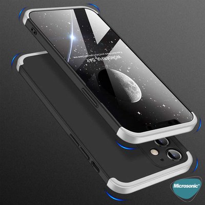 Microsonic Apple iPhone 12 Kılıf Double Dip 360 Protective AYS Siyah Mavi