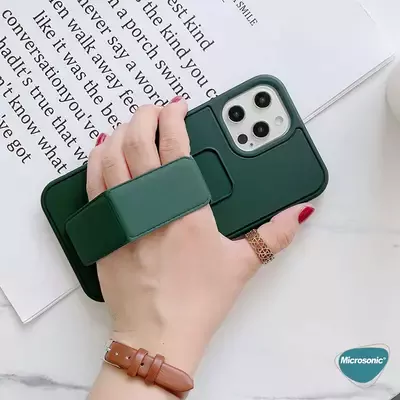 Microsonic Apple iPhone 15 Pro Kılıf Hand Strap Lacivert