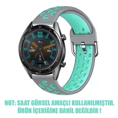 Microsonic Huawei Watch GT3 46mm Rainbow Sport Band Kordon Koyu Gri Turkuaz