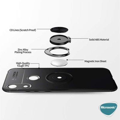 Microsonic Huawei Y6s 2019 Kılıf Kickstand Ring Holder Kırmızı