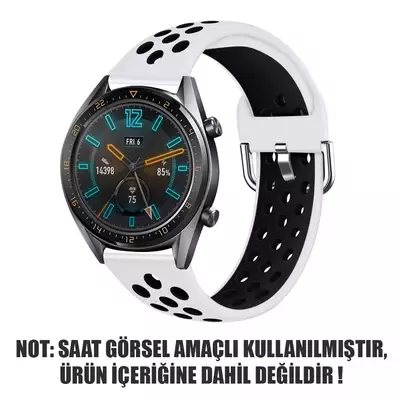 Microsonic Huawei Watch GT3 46mm Rainbow Sport Band Kordon Beyaz Siyah