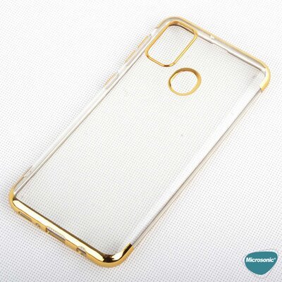 Microsonic Samsung Galaxy M21 Kılıf Skyfall Transparent Clear Gold