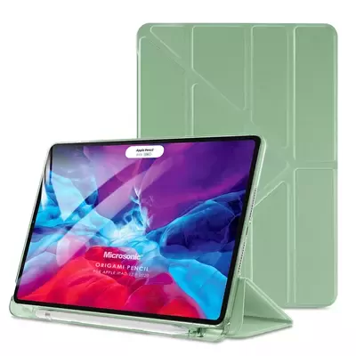 Microsonic Apple iPad Pro 12.9`` 2022 6. Nesil Kılıf (A2436-A2764-A2437-A2766) Origami Pencil Açık Yeşil