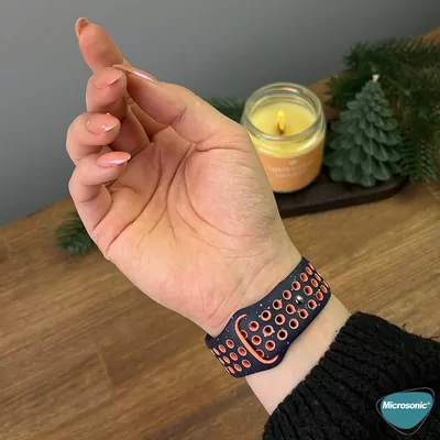 Microsonic Apple Watch SE 3 44mm Kordon Flame Circle Lacivert