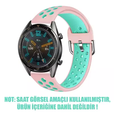 Microsonic Huawei Watch GT3 46mm Rainbow Sport Band Kordon Açık Pembe Turkuaz