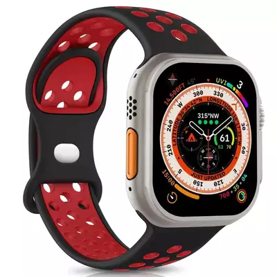 Microsonic Apple Watch Series 10 42mm Kordon Rainbow Band Siyah Kırmızı