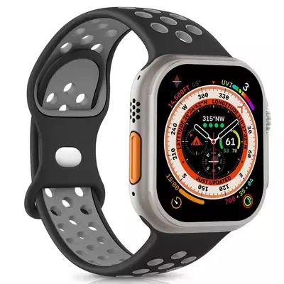 Microsonic Apple Watch Series 10 42mm Kordon Rainbow Band Siyah Gri