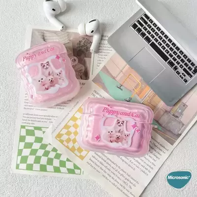 Microsonic AirPods Pro Kılıf Figure Series HappyHare Açık Pembe