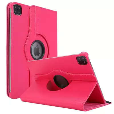 Microsonic Apple iPad Pro 12.9`` 2022 6. Nesil Kılıf (A2436-A2764-A2437-A2766) 360 Rotating Stand Deri Pembe