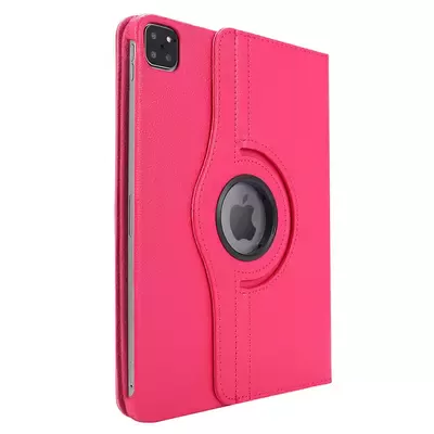 Microsonic Apple iPad Pro 12.9`` 2022 6. Nesil Kılıf (A2436-A2764-A2437-A2766) 360 Rotating Stand Deri Pembe