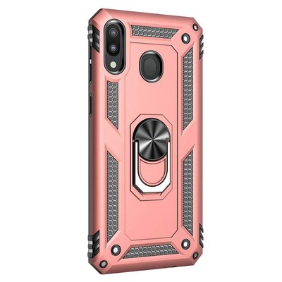 Microsonic Samsung Galaxy A30 Kılıf Military Ring Holder Rose Gold