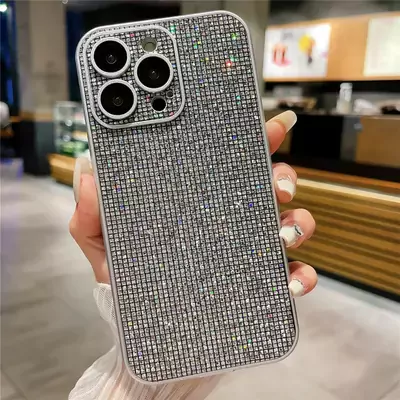 Microsonic Apple iPhone 15 Pro Max Kılıf Bling Rhinestones Koyu Gri