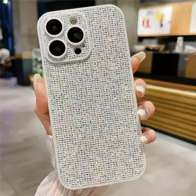 Microsonic Apple iPhone 15 Pro Max Kılıf Bling Rhinestones Gümüş