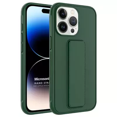 Microsonic Apple iPhone 15 Pro Kılıf Hand Strap Koyu Yeşil