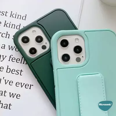 Microsonic Apple iPhone 15 Pro Kılıf Hand Strap Koyu Yeşil