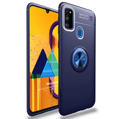 Microsonic Samsung Galaxy M30s Kılıf Kickstand Ring Holder Lacivert