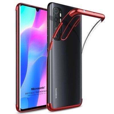 Microsonic Xiaomi Mi Note 10 Lite Kılıf Skyfall Transparent Clear Kırmızı