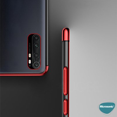 Microsonic Xiaomi Mi Note 10 Lite Kılıf Skyfall Transparent Clear Kırmızı