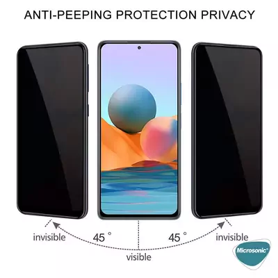 Microsonic Xiaomi Poco M5s Privacy 5D Gizlilik Filtreli Cam Ekran Koruyucu Siyah