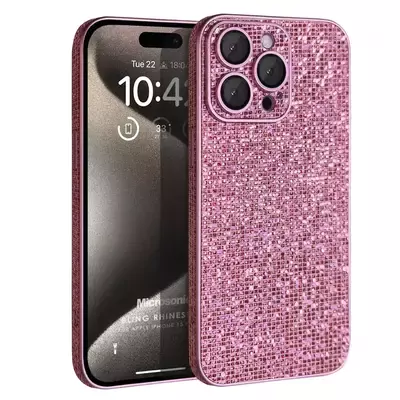 Microsonic Apple iPhone 15 Pro Kılıf Bling Rhinestones Pembe