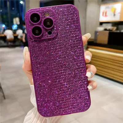 Microsonic Apple iPhone 15 Pro Kılıf Bling Rhinestones Mor