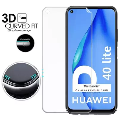 Microsonic Huawei P40 Lite Ön + Arka Kavisler Dahil Tam Ekran Kaplayıcı Film