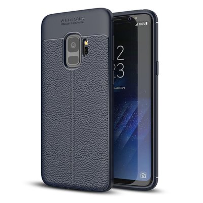 Microsonic Samsung Galaxy S9 Kılıf Deri Dokulu Silikon Lacivert