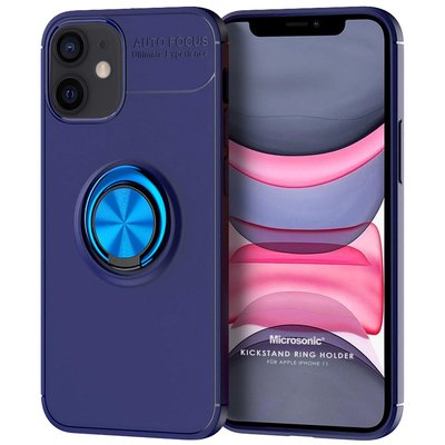 Microsonic Apple iPhone 11 Kılıf Kickstand Ring Holder Lacivert