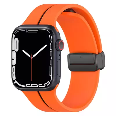 Microsonic Apple Watch SE 3 44mm Kordon Ribbon Line Turuncu Siyah