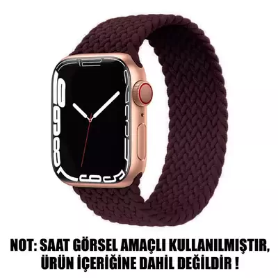 Microsonic Apple Watch Series 3 42mm Kordon, (Medium Size, 147mm) Braided Solo Loop Band Koyu Bordo