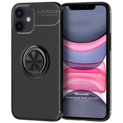 Microsonic Apple iPhone 11 Kılıf Kickstand Ring Holder Siyah