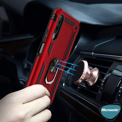 Microsonic Huawei Y9S Kılıf Military Ring Holder Gümüş